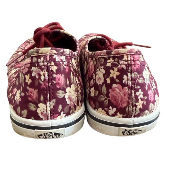 Vans Burgundy Floral Canvas Sneakers Women’s Size 6.5 - Picture 2 of 6